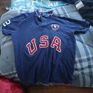 Polo by Ralph Lauren Navy Polo with Red and White Accents